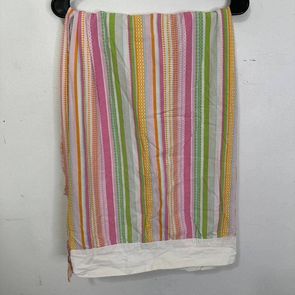 Swell Cynthia Rowley Twin Flat Sheet Cotton Pink Green Orange Stripe Bedding